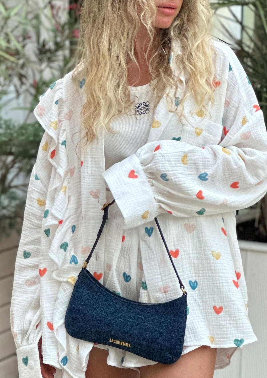 Ruffle Heart Printed Shirt and Shorts Set