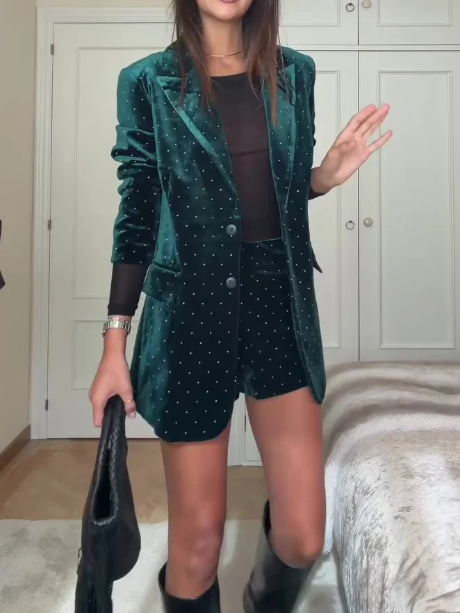 Shiny Shorts Professional Lady Suit