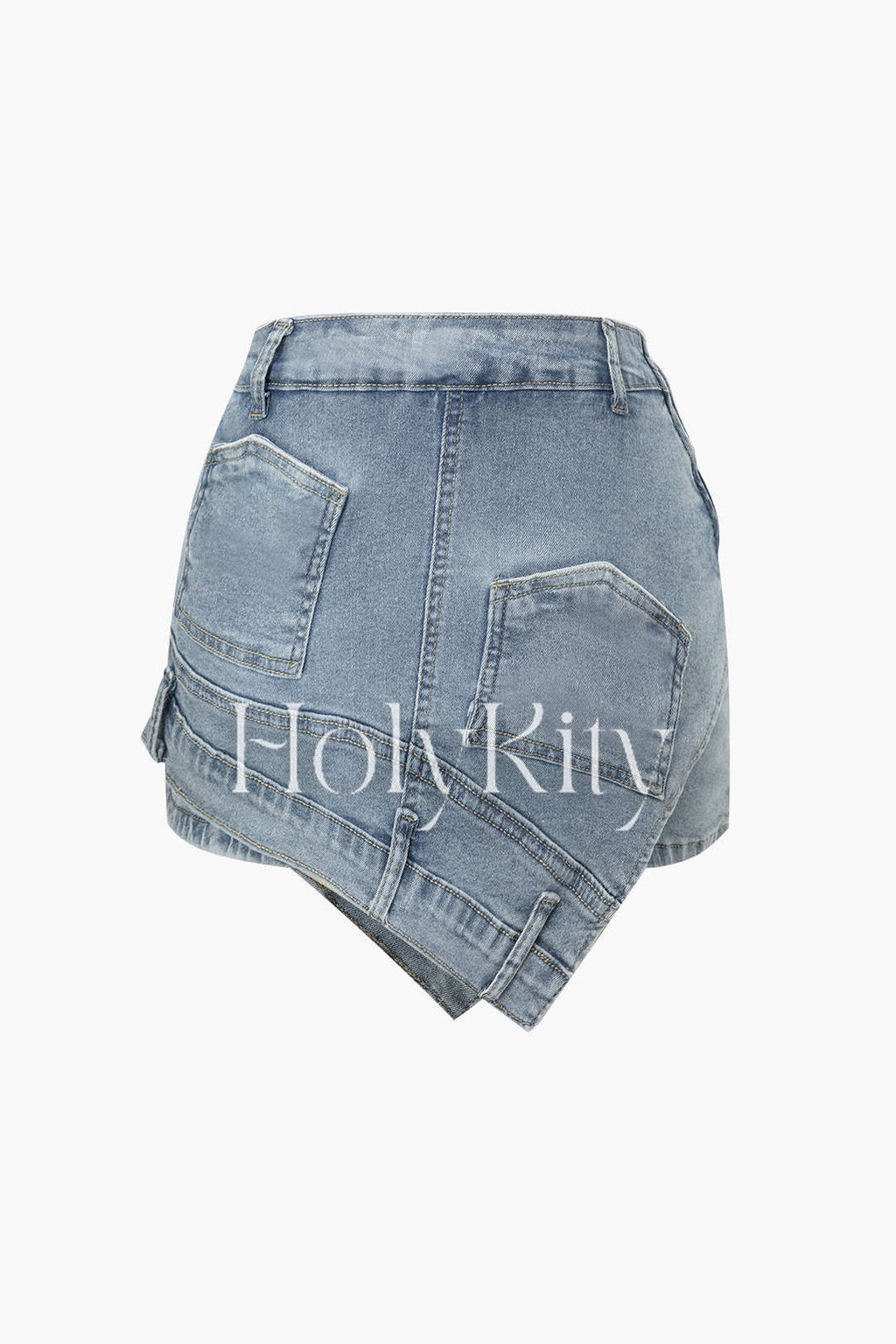 Asymmetric Denim Shorts