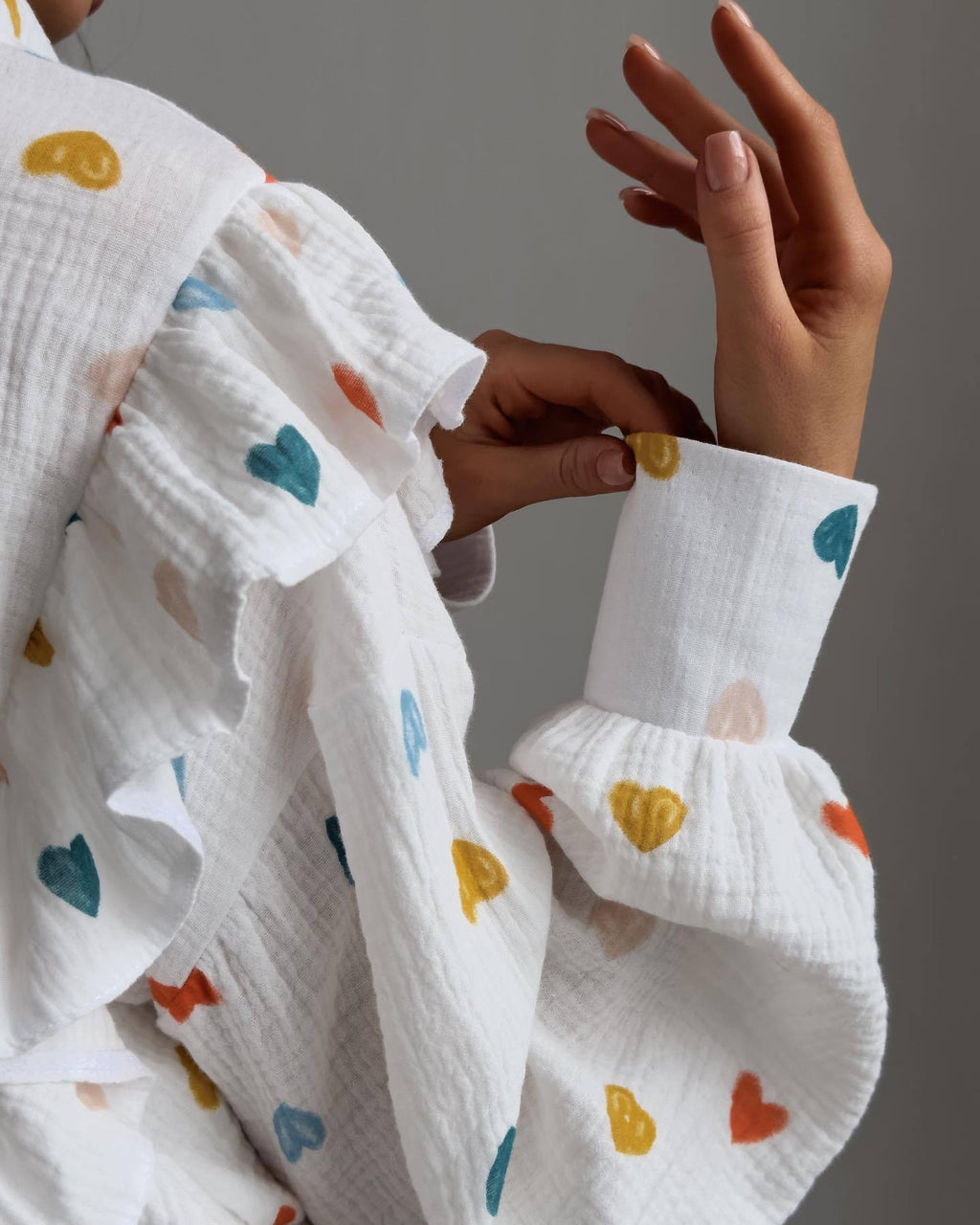 Ruffle Heart Printed Shirt and Shorts Set