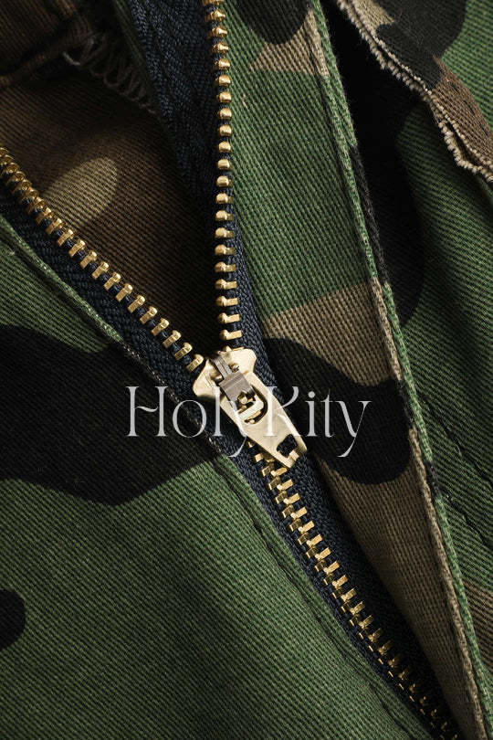 Camo Destroyed Cargo Shorts